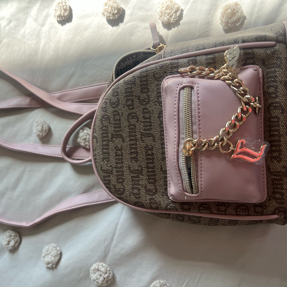 Juicy Couture Tan and Pink Logo Bag